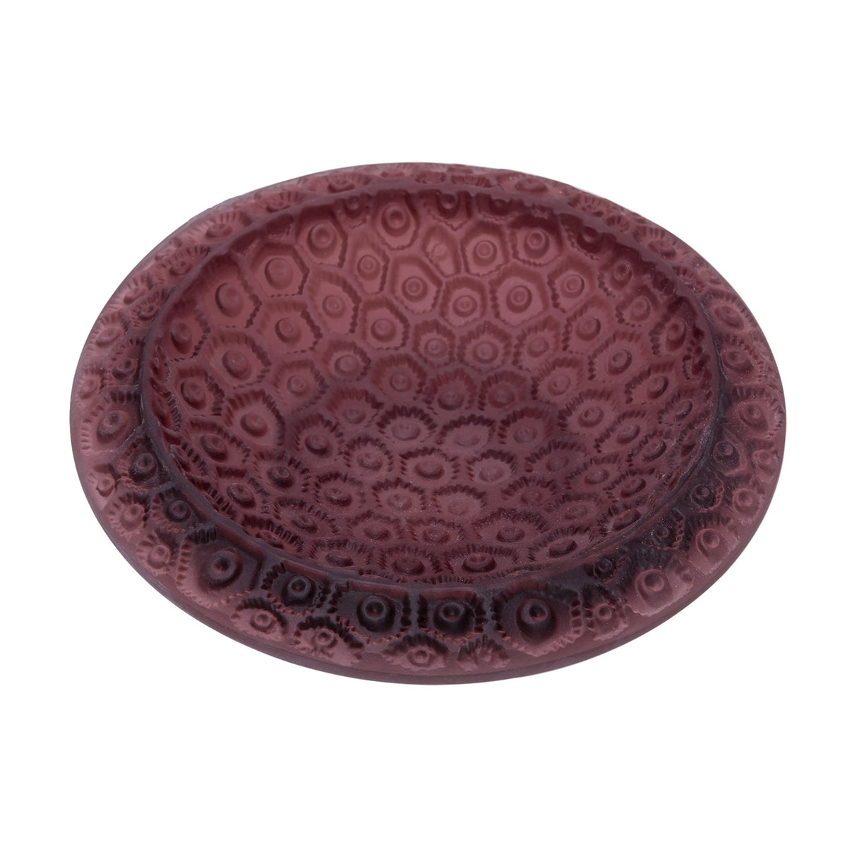 ASHTRAY GLASS VIOLET WITH FROSTED FINISH 190x190x43 MM Table Decors| Alrugaib Furniture X Nice