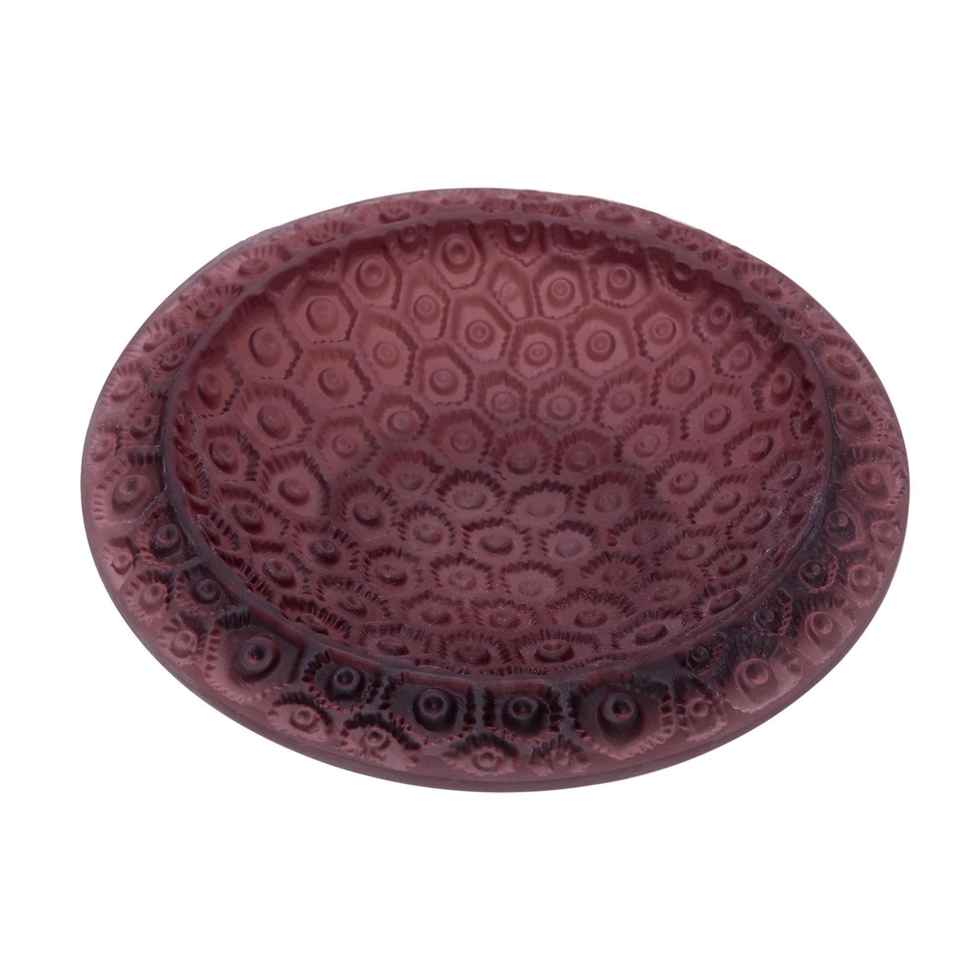 ASHTRAY GLASS VIOLET WITH FROSTED FINISH 190x190x43 MM Table Decors| Alrugaib Furniture X Nice