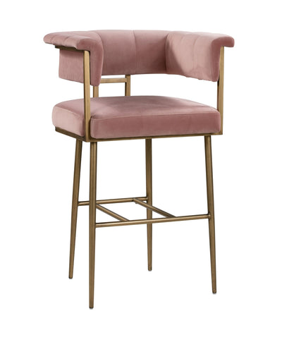 Astrid Blush Velvet Bar Stool - Al Rugaib Furniture