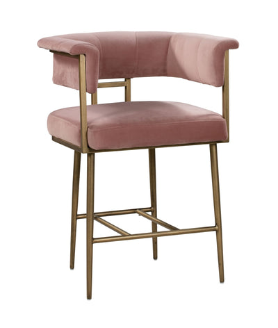 Astrid Blush Velvet Counter Stool - Al Rugaib Furniture