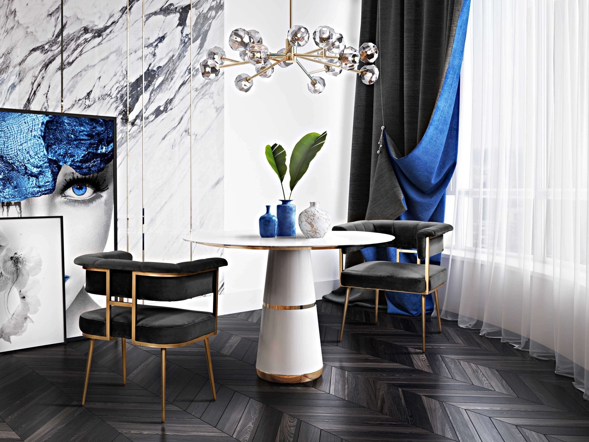 Astrid Grey Velvet Chair Dining Chairs| TOV
