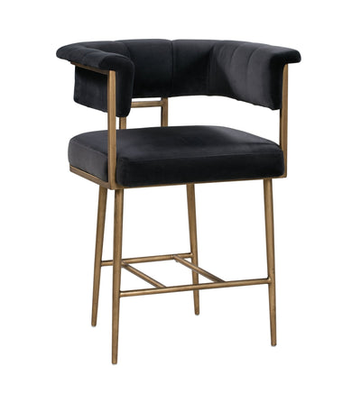 Astrid Grey Velvet Counter Stool - Al Rugaib Furniture