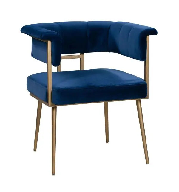 Astrid Navy Velvet Chair Dining Chairs| TOV