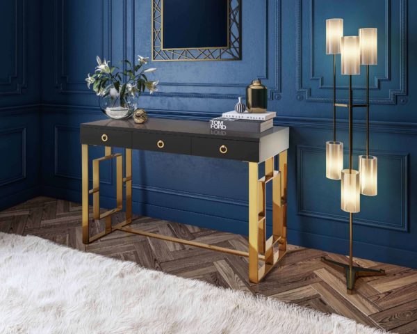 Audrey Grey Lacquer Desk Dressers| TOV