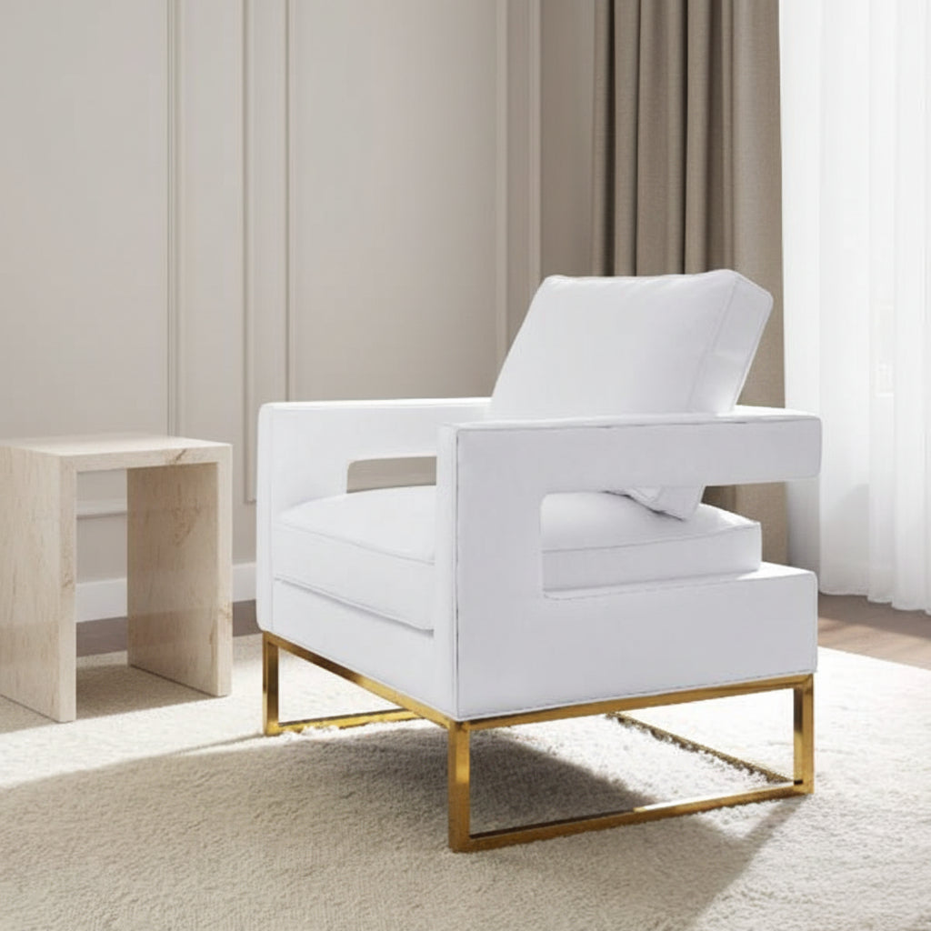 Avery White Leather Chair Chairs| TOV