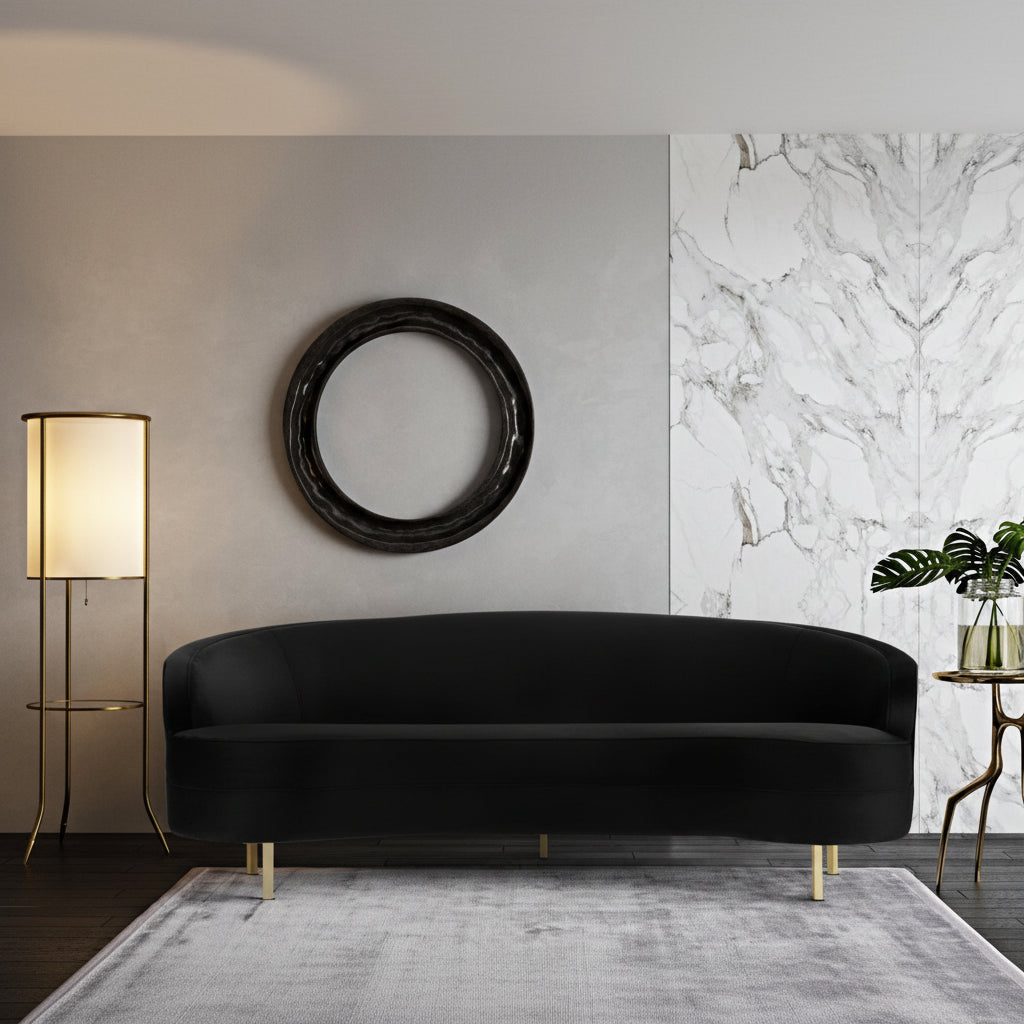 Baila Black Velvet Sofa Sofas & Loveseats| TOV