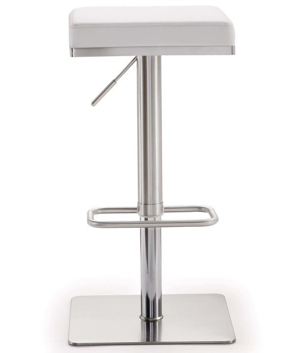 Bari White Stainless Steel Adjustable Barstool Counter Stools| TOV