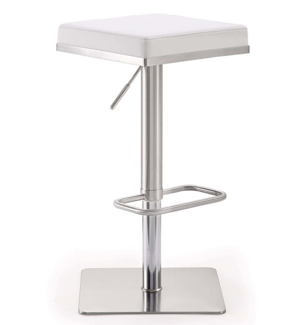 Bari White Stainless Steel Adjustable Barstool Counter Stools| TOV