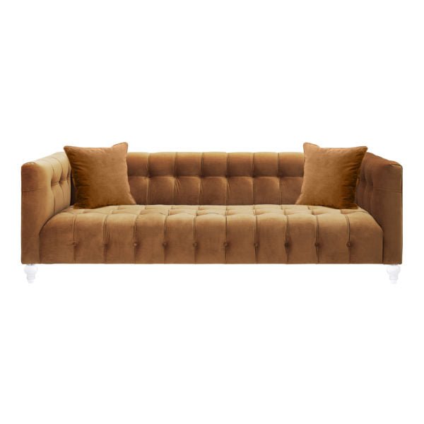 Bea Cognac Velvet Sofa Sofas & Loveseats| TOV
