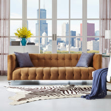 Bea Cognac Velvet Sofa
