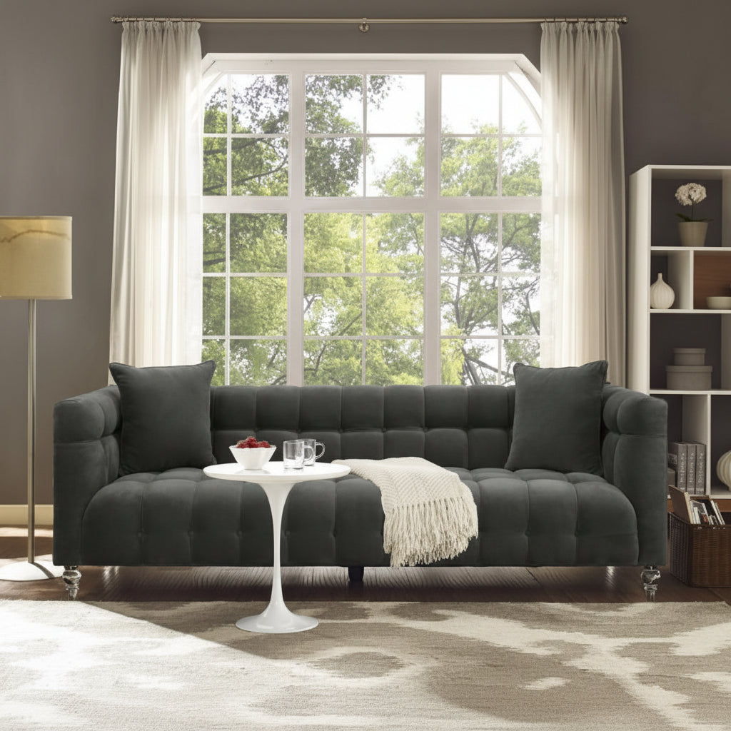 Bea Grey Velvet Sofa Sofas & Loveseats| TOV