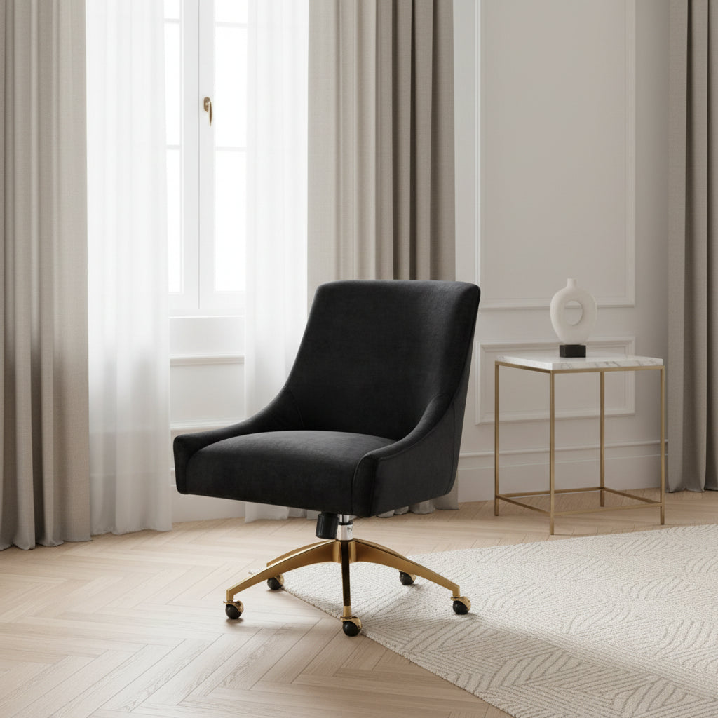 Beatrix Black Office Swivel Chair Chairs| TOV