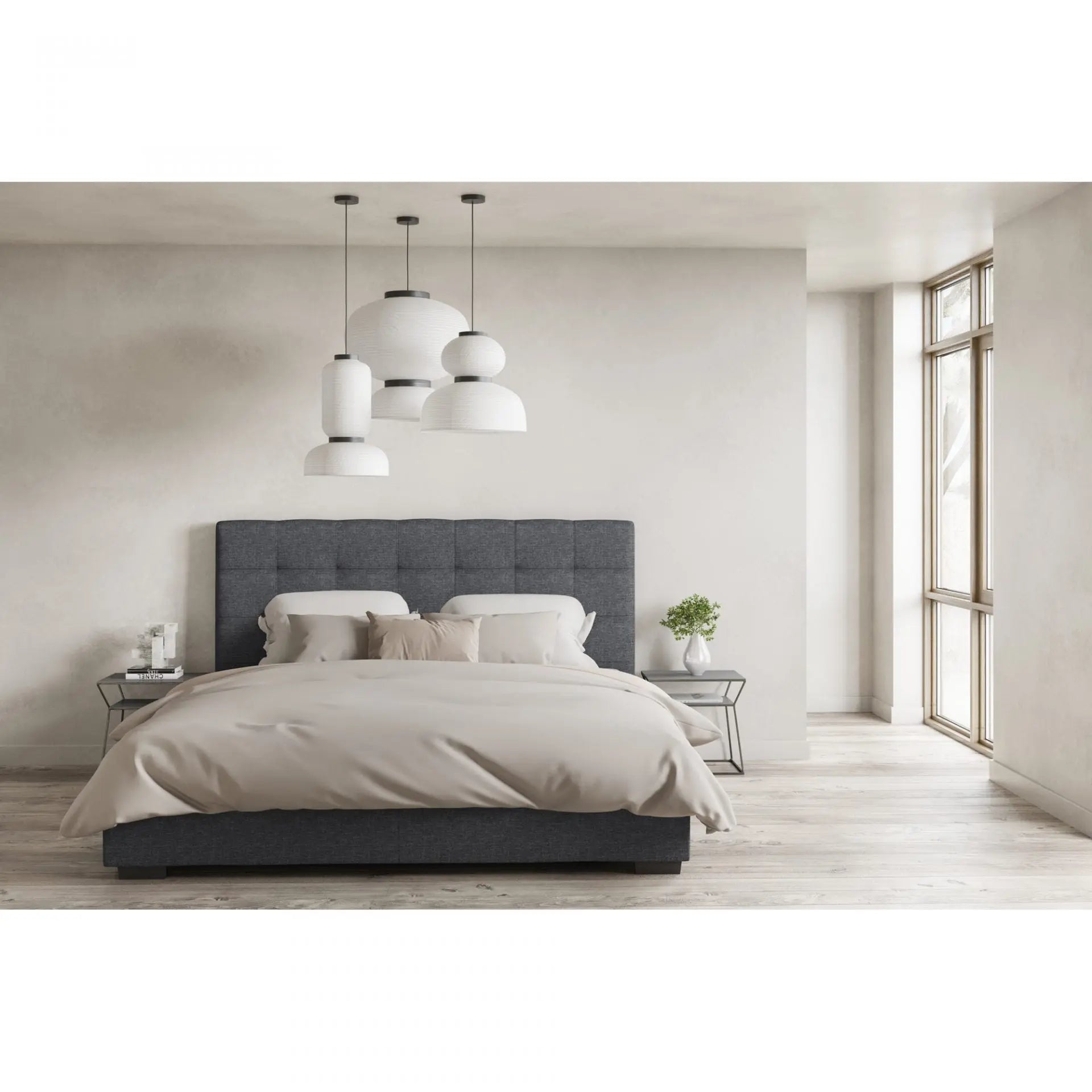 Belle Storage Bed King Charcoal Fabric Beds| Moe's Home