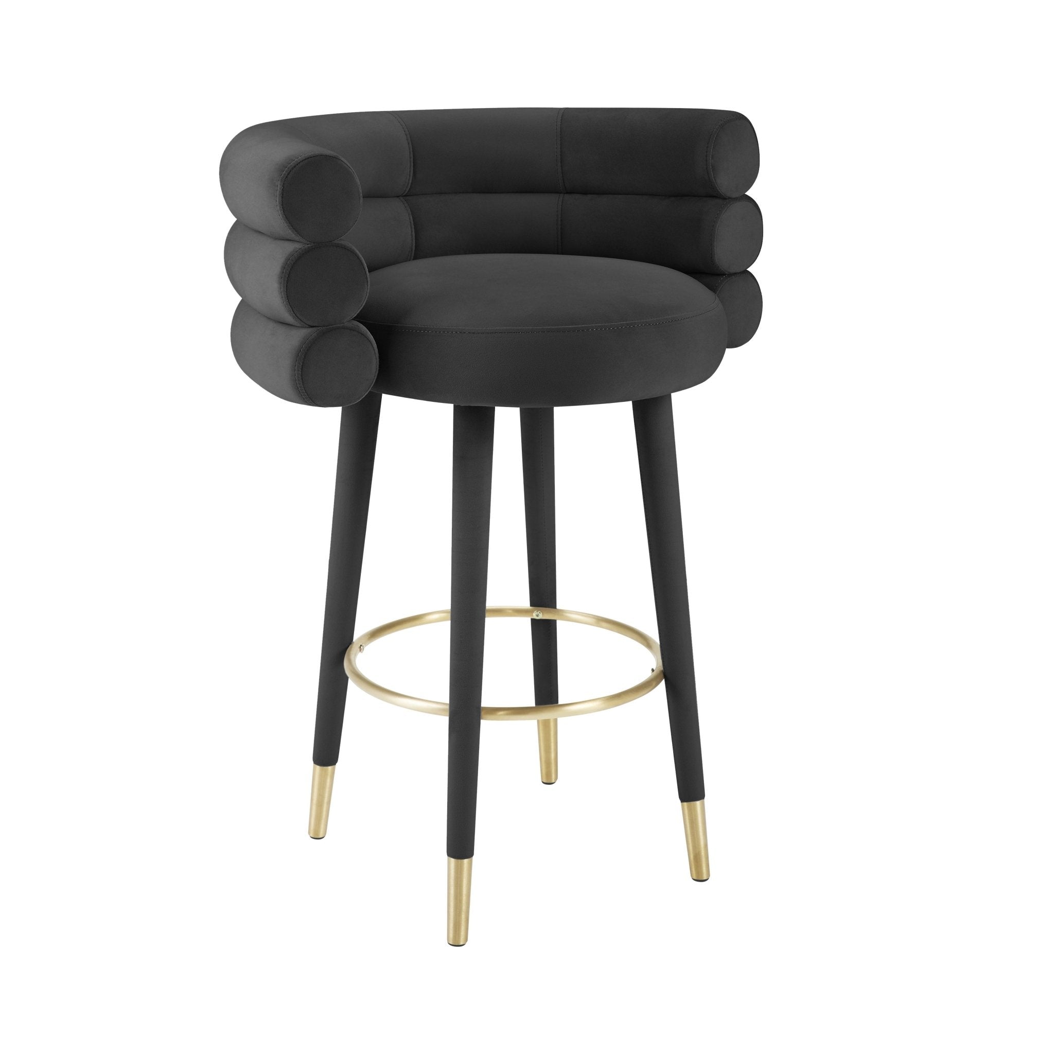 Betty Black Velvet Barstool Counter Stools| TOV