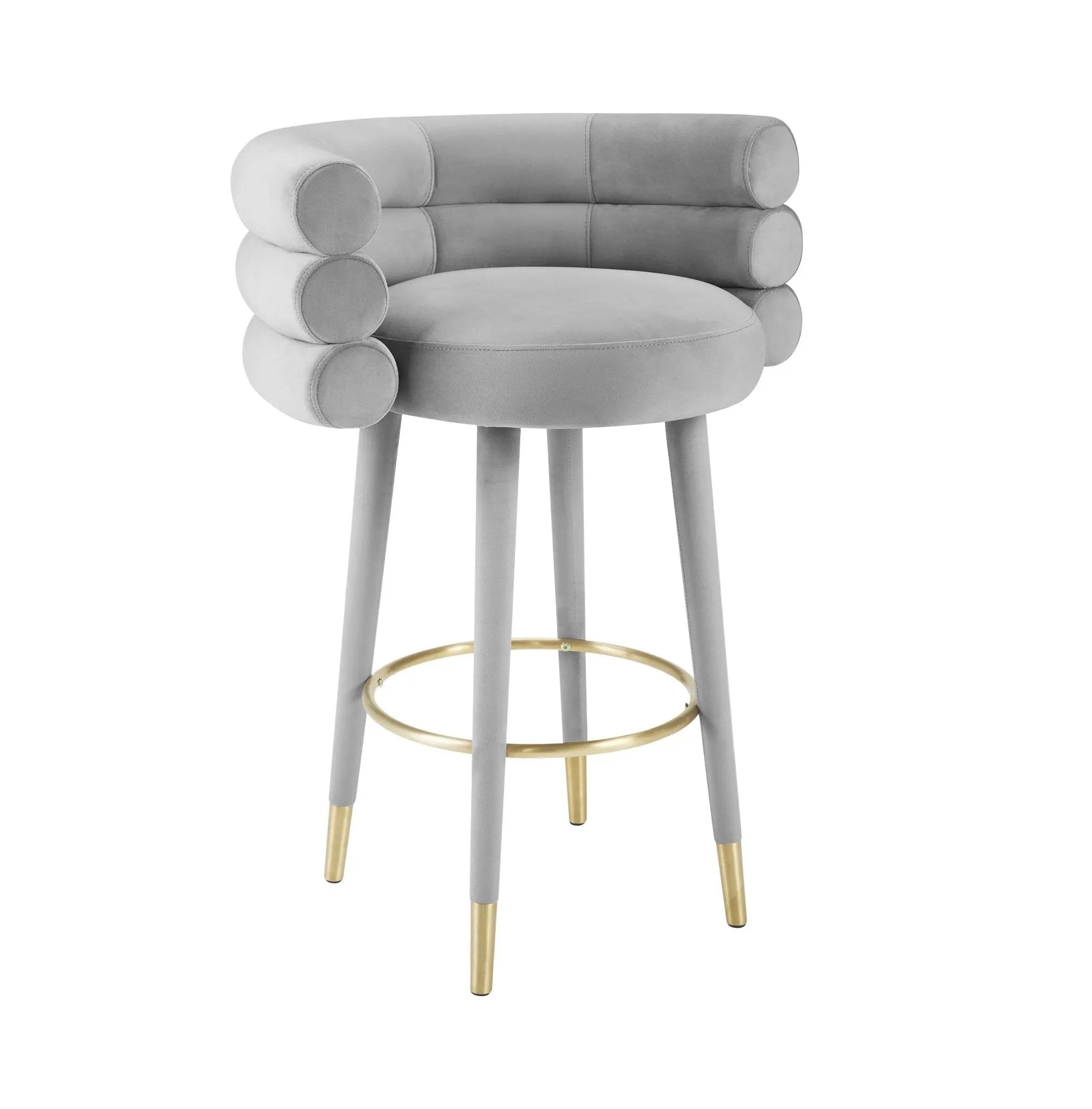 Betty Grey Velvet Barstool Counter Stools| TOV