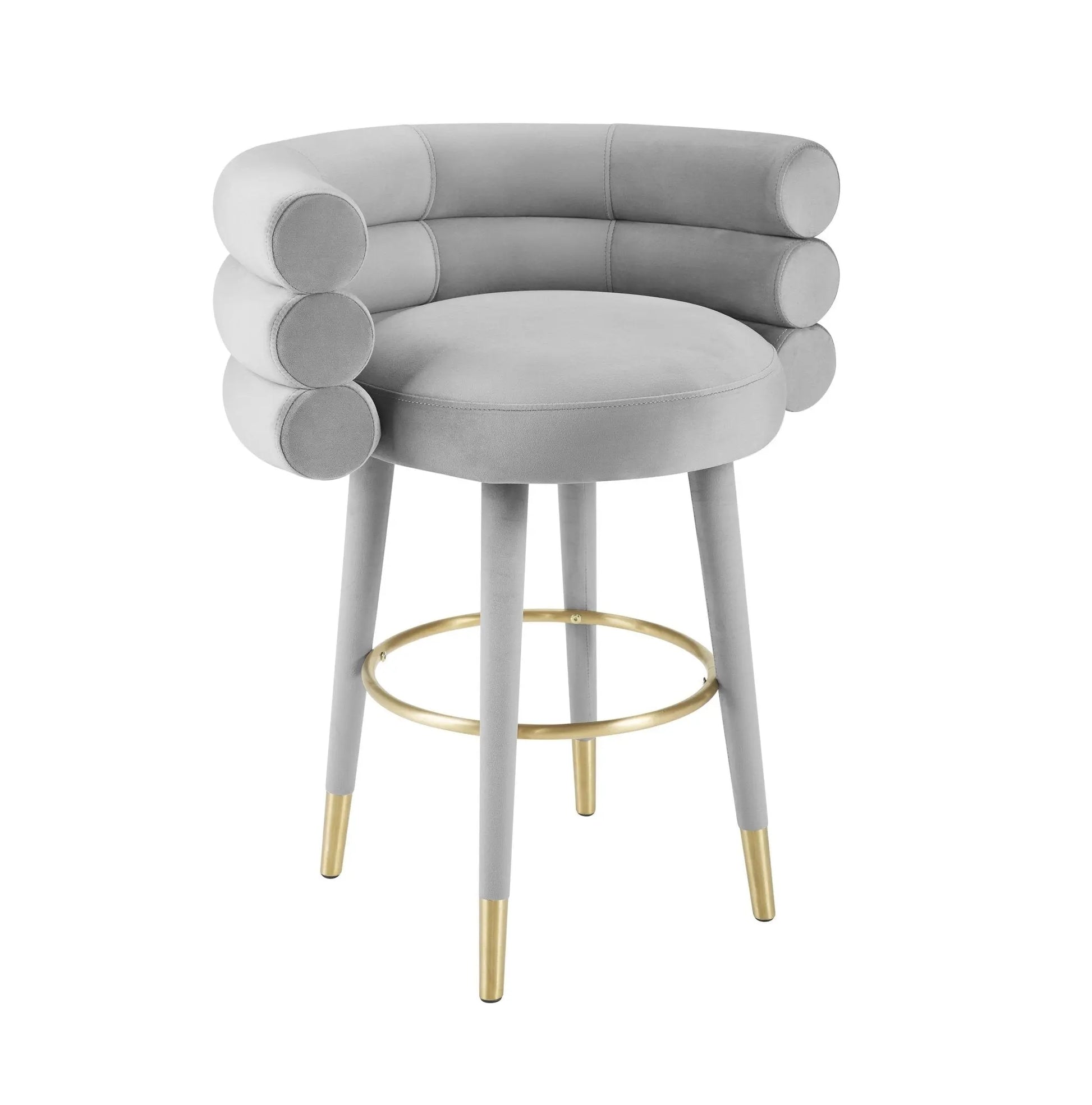 Betty Grey Velvet Counter Stool Counter Stools| TOV