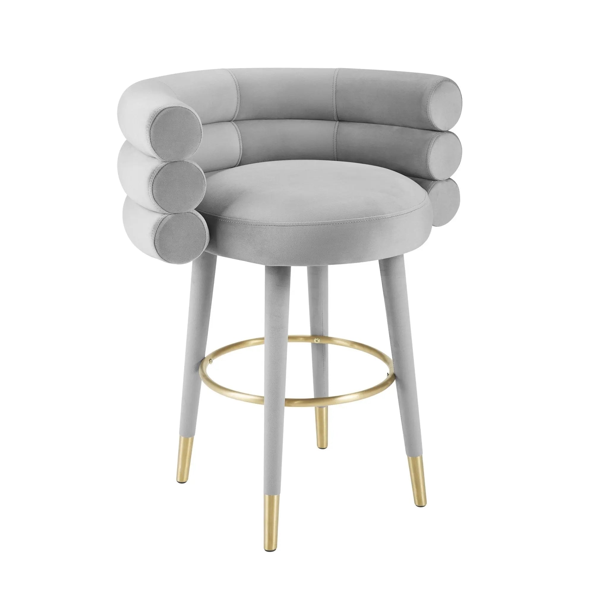 Betty Grey Velvet Counter Stool Counter Stools| TOV