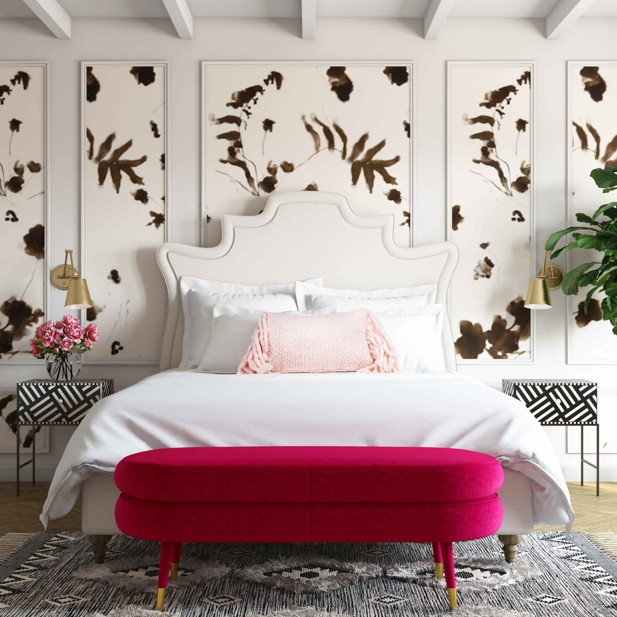Betty Pink Velvet Bench Benches| TOV
