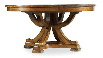 60in Round Pedestal Dining Table w/1-18in Leaf - Al Rugaib Furniture (4688753721440)