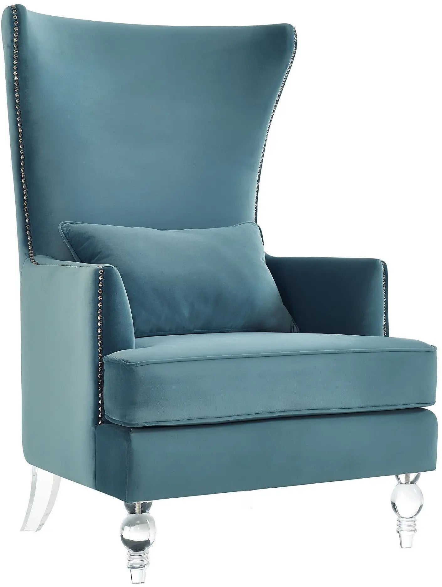 Bristol Sea Blue Velvet Chair with Lucite Legs Chairs| TOV
