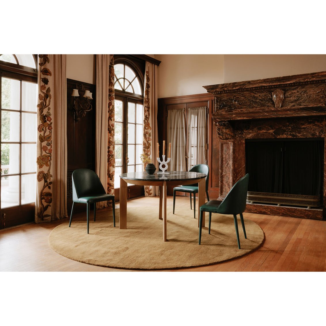 Burton Dining Chair Dark Teal Vegan Leather-M2 Dining Chairs| Moe's Home