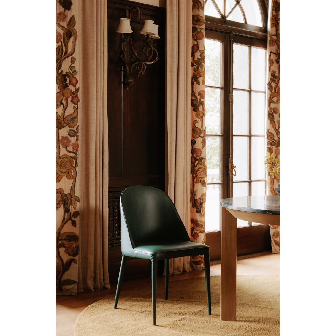 Burton Dining Chair Dark Teal Vegan Leather-M2 Dining Chairs| Moe's Home