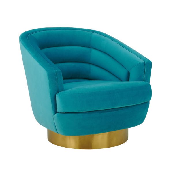 Canyon Blue Velvet Swivel Chair Chairs| TOV