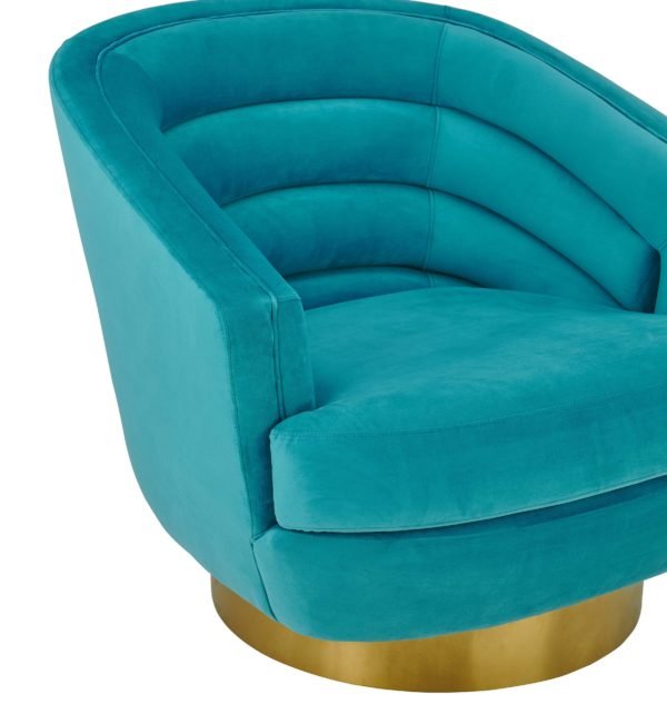 Canyon Blue Velvet Swivel Chair Chairs| TOV