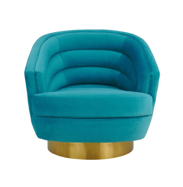 Canyon Blue Velvet Swivel Chair Chairs| TOV