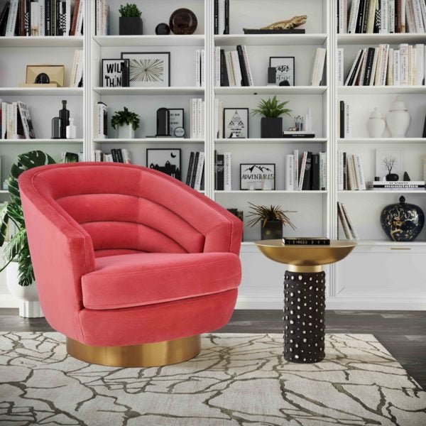Canyon Hot Pink Velvet Swivel Chair Chairs| TOV