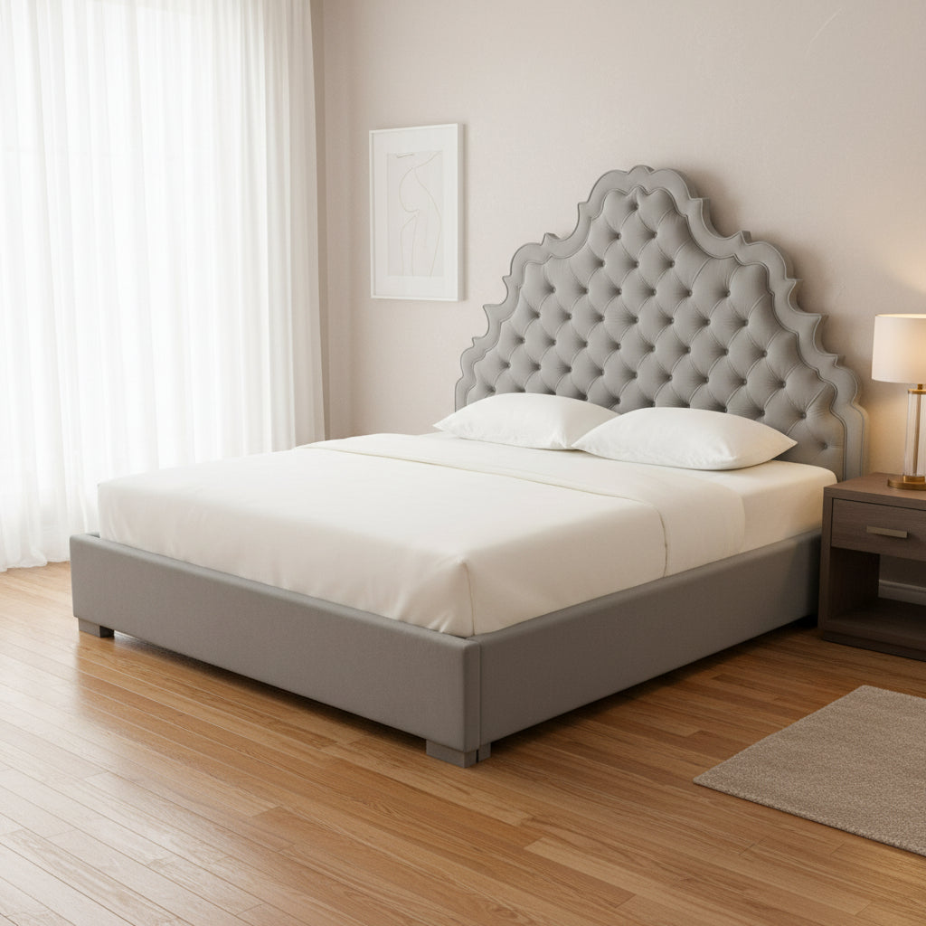 Carolina Grey Velvet Bed in Queen Beds| TOV