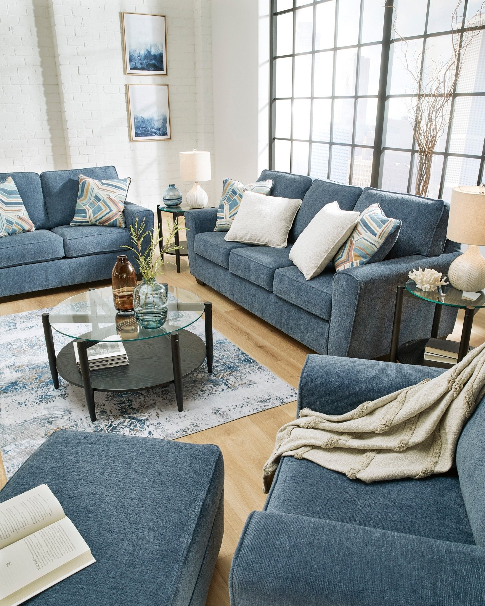 Cashton Blue Set Living Room Sets| Ashley Homestore
