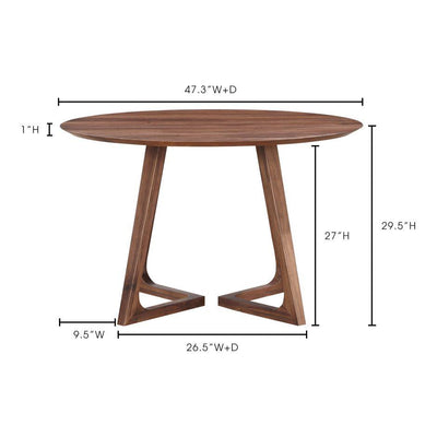 Godenza Dining Table Round Walnut - Al Rugaib Furniture (4583148617824)