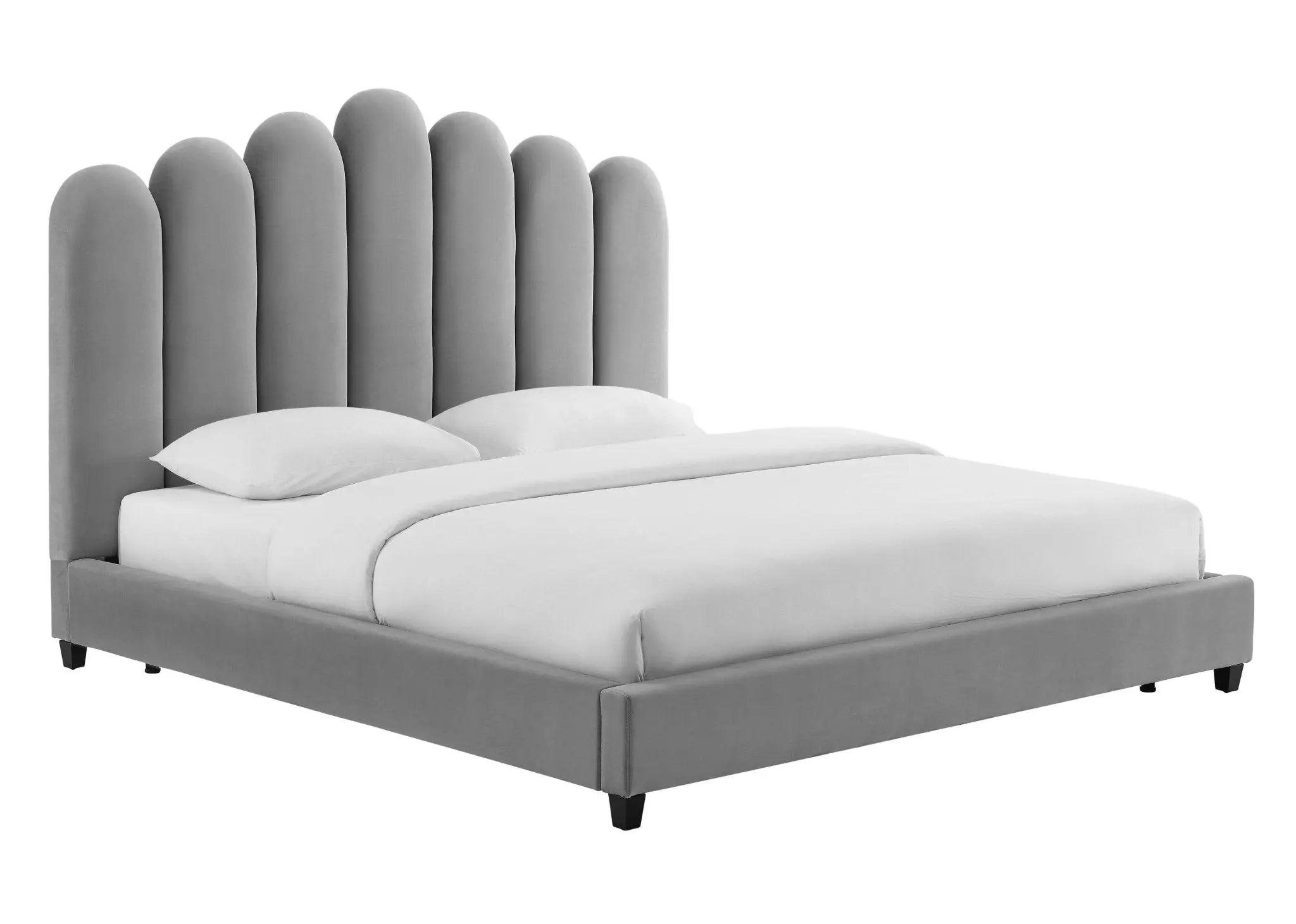 Celine Grey Velvet Bed in Queen Beds| TOV