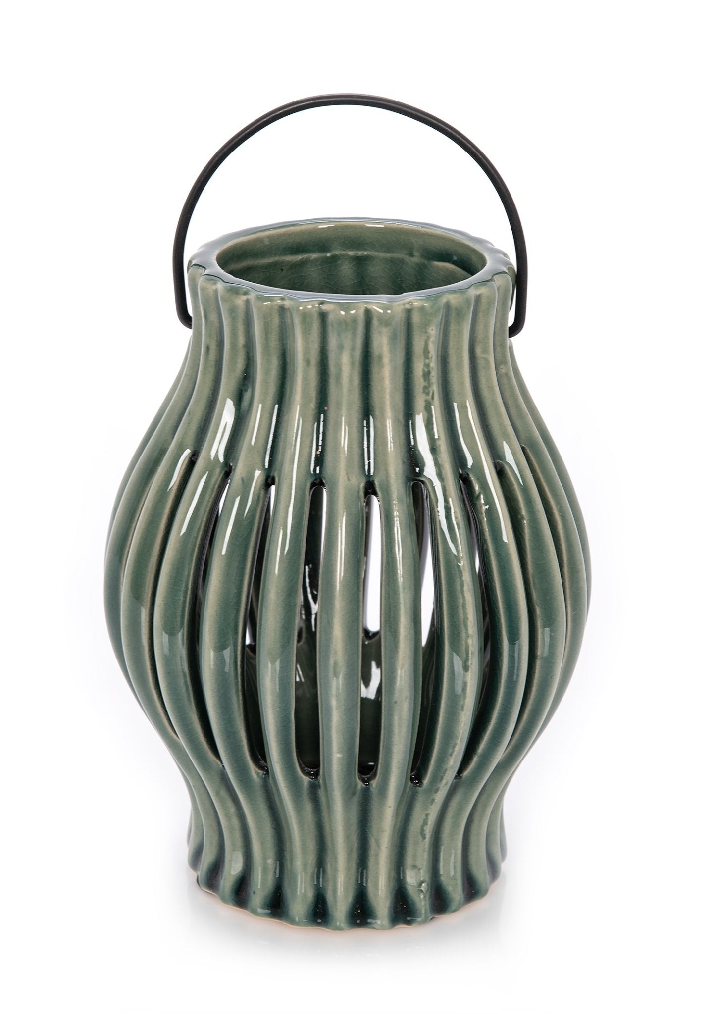 CERAMIC CANDLE HOLDER BLUE 12.5X12.5X16.5 Candle Holders| Alrugaib Furniture X Nice
