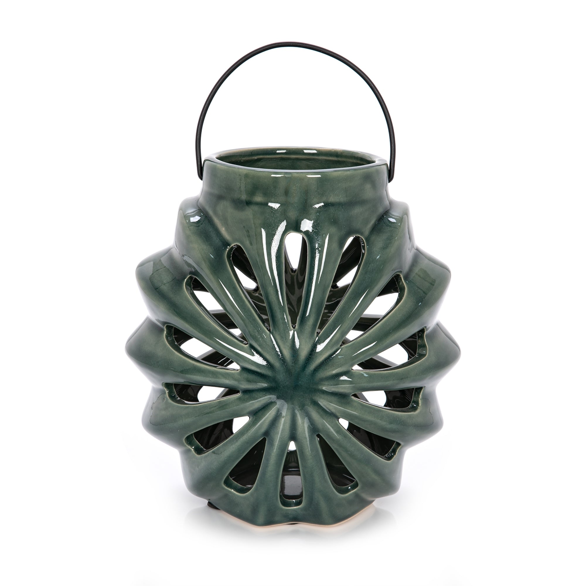 CERAMIC CANDLE HOLDER DARK BLUE 19.5X14X20.5 Candle Holders| Alrugaib Furniture X Nice