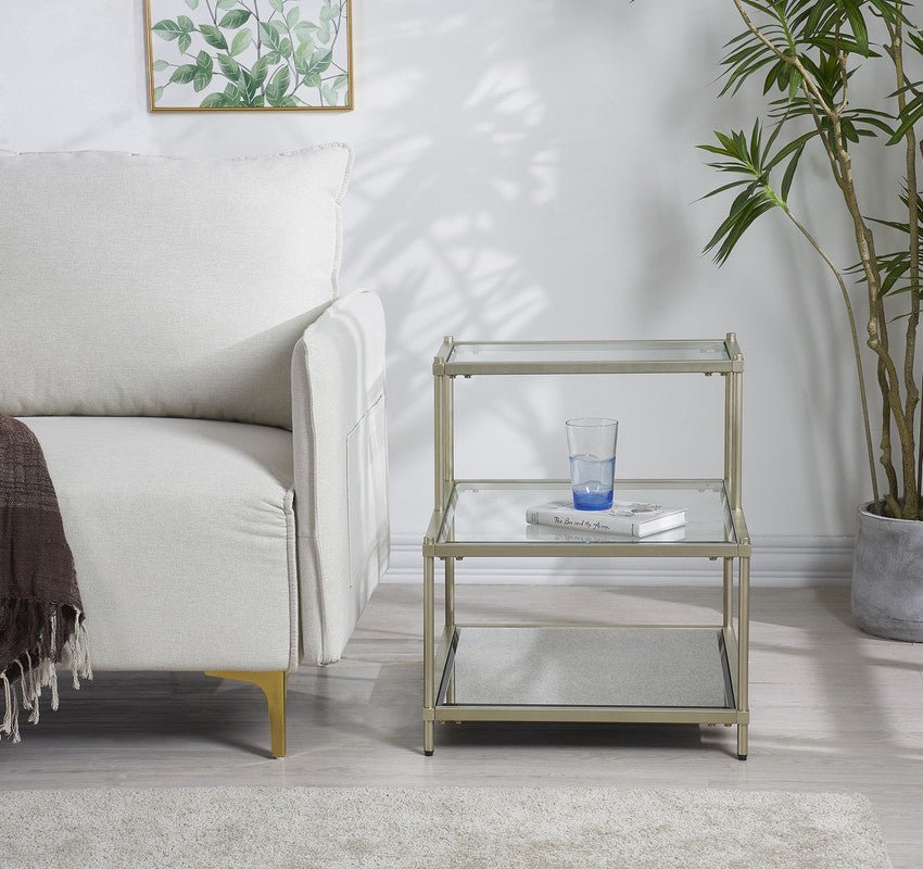 Luxe Champagne Metal 2 Level Side Table Coffee Tables| Crestview