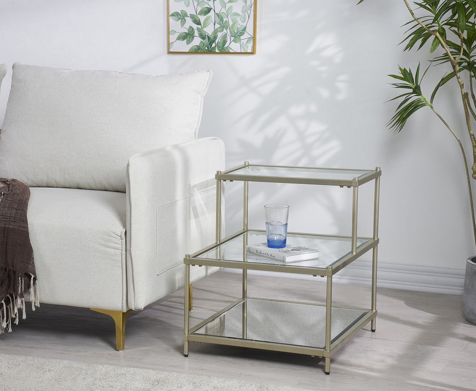Luxe Champagne Metal 2 Level Side Table Coffee Tables| Crestview