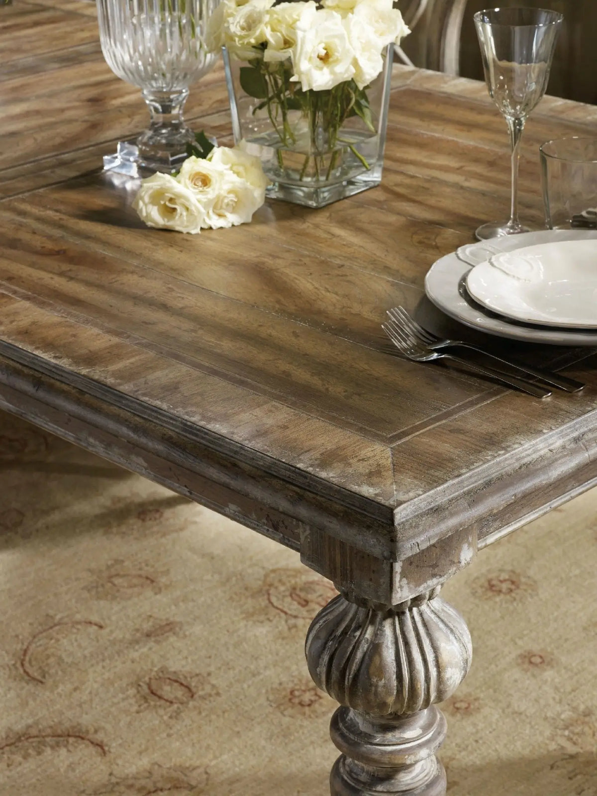 Chatelet Rectangle Leg Dining Table with Two 18'' Leaves Dining Tables| Hooker