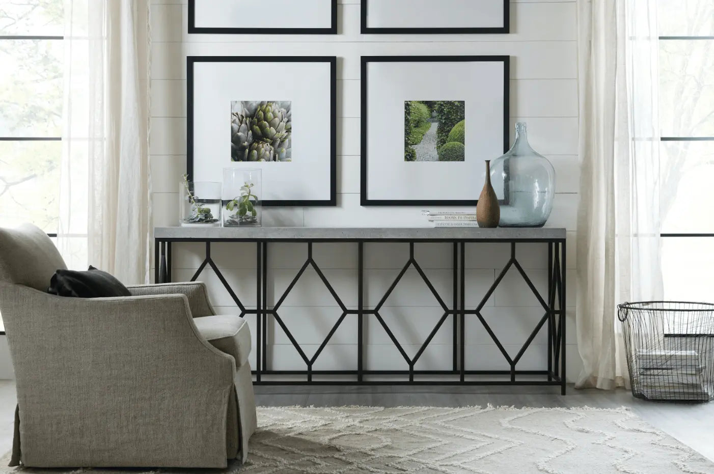 Ciao Bella Metal and Faux Concrete Console Table Consoles & Sideboards| Hooker