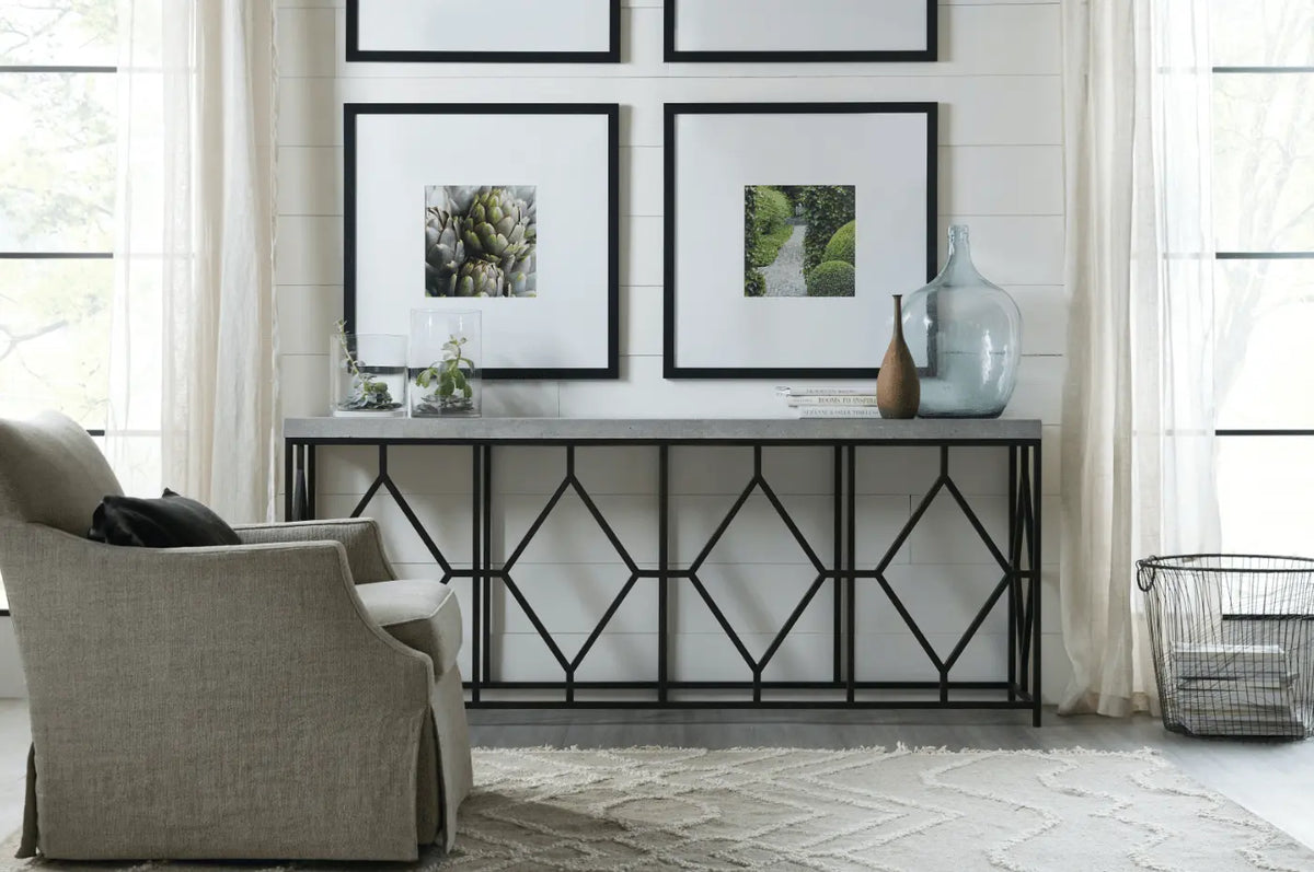 Ciao Bella Metal and Faux Concrete Console Table Consoles & Sideboards| Hooker