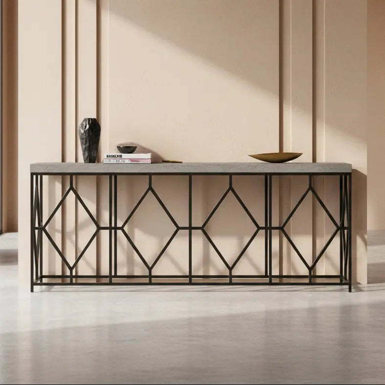 Ciao Bella Metal and Faux Concrete Console Table Consoles & Sideboards| Hooker