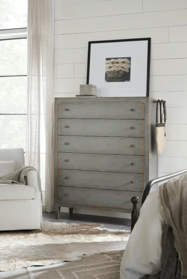Ciao Bella Six-Drawer Chest- Speckled Gray Cabinets & Chests| Hooker