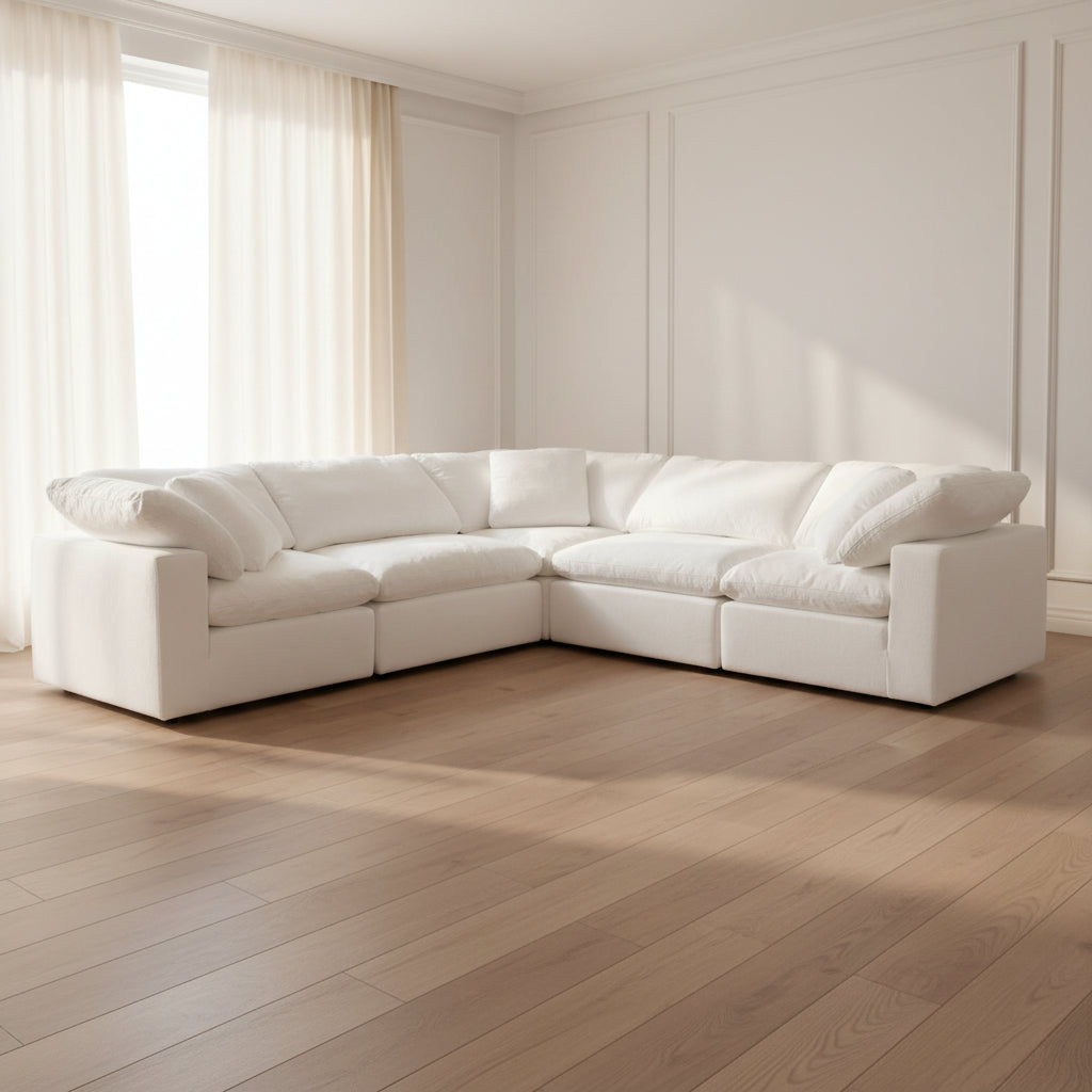 Clay Classic L Modular Sectional Livesmart Fabric White Sectionals| Moe's Home