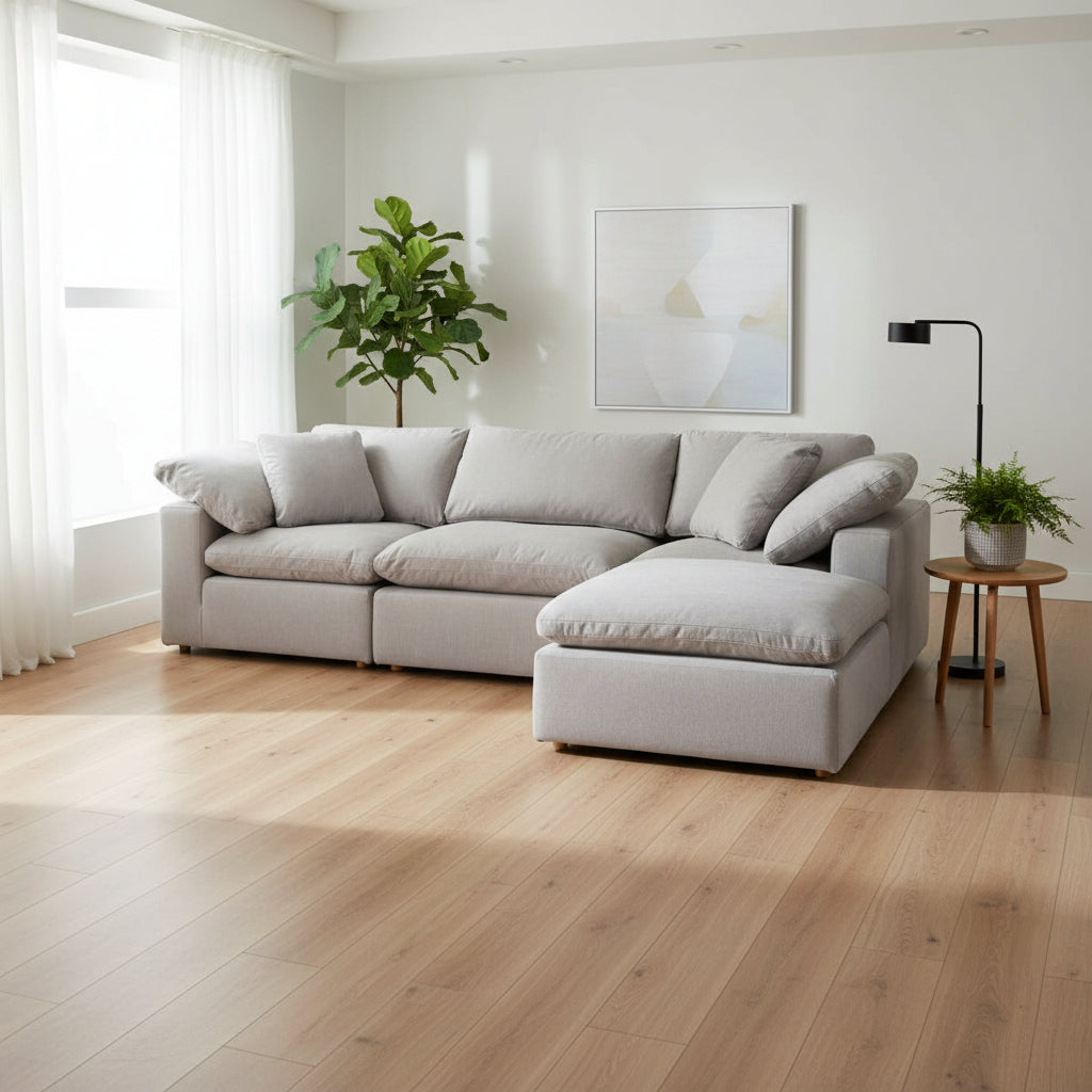 Clay Lounge Modular Sectional Livesmart Fabric Light Grey Sectionals| Moe's Home
