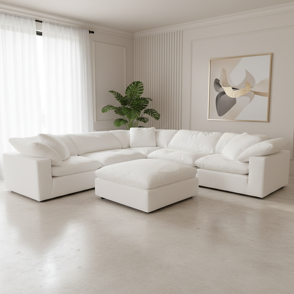 *Clay Modular Sectional Livesmart Fabric White Sectionals| Moe's Home