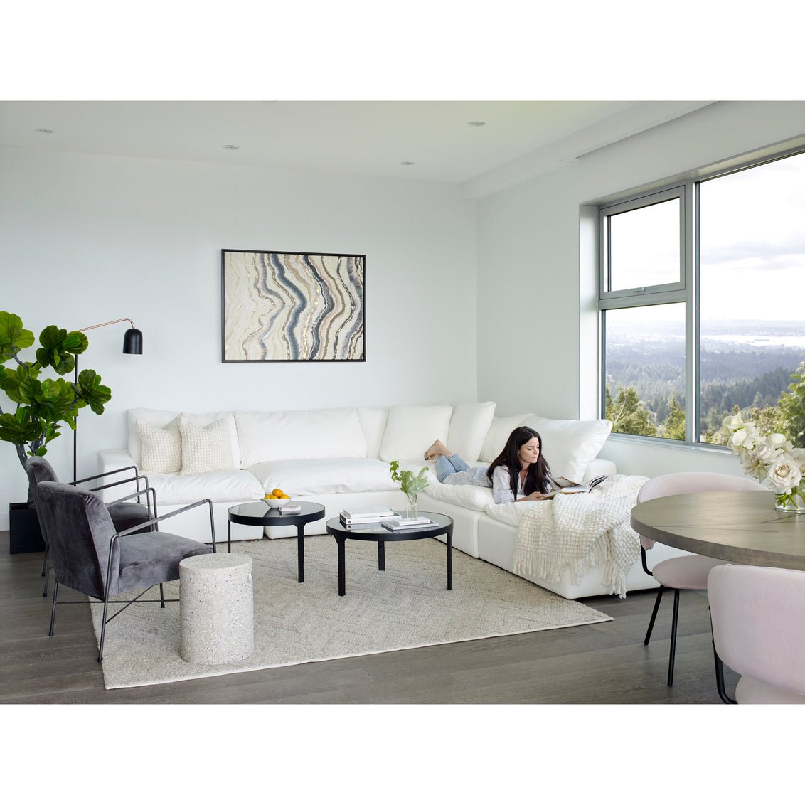 *Clay Modular Sectional Livesmart Fabric White Sectionals| Moe's Home