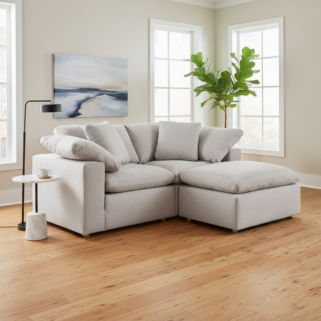 Clay Nook Modular Sectional Livesmart Fabric Light Grey Sectionals| Moe's Home