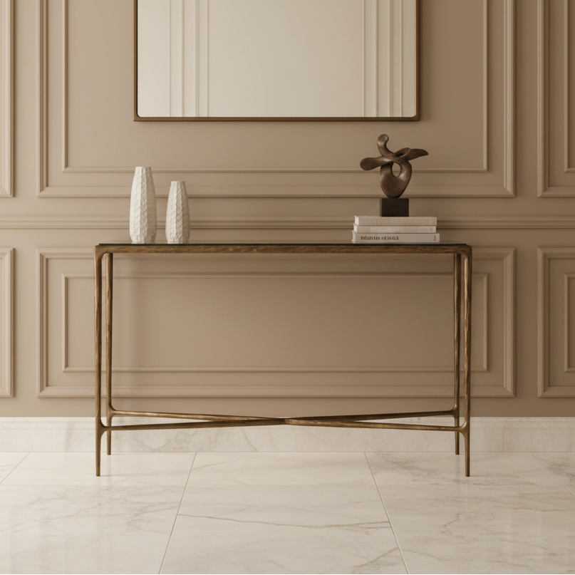 Console Table with Glass Top Consoles & Sideboards| AlRugaib Furniture