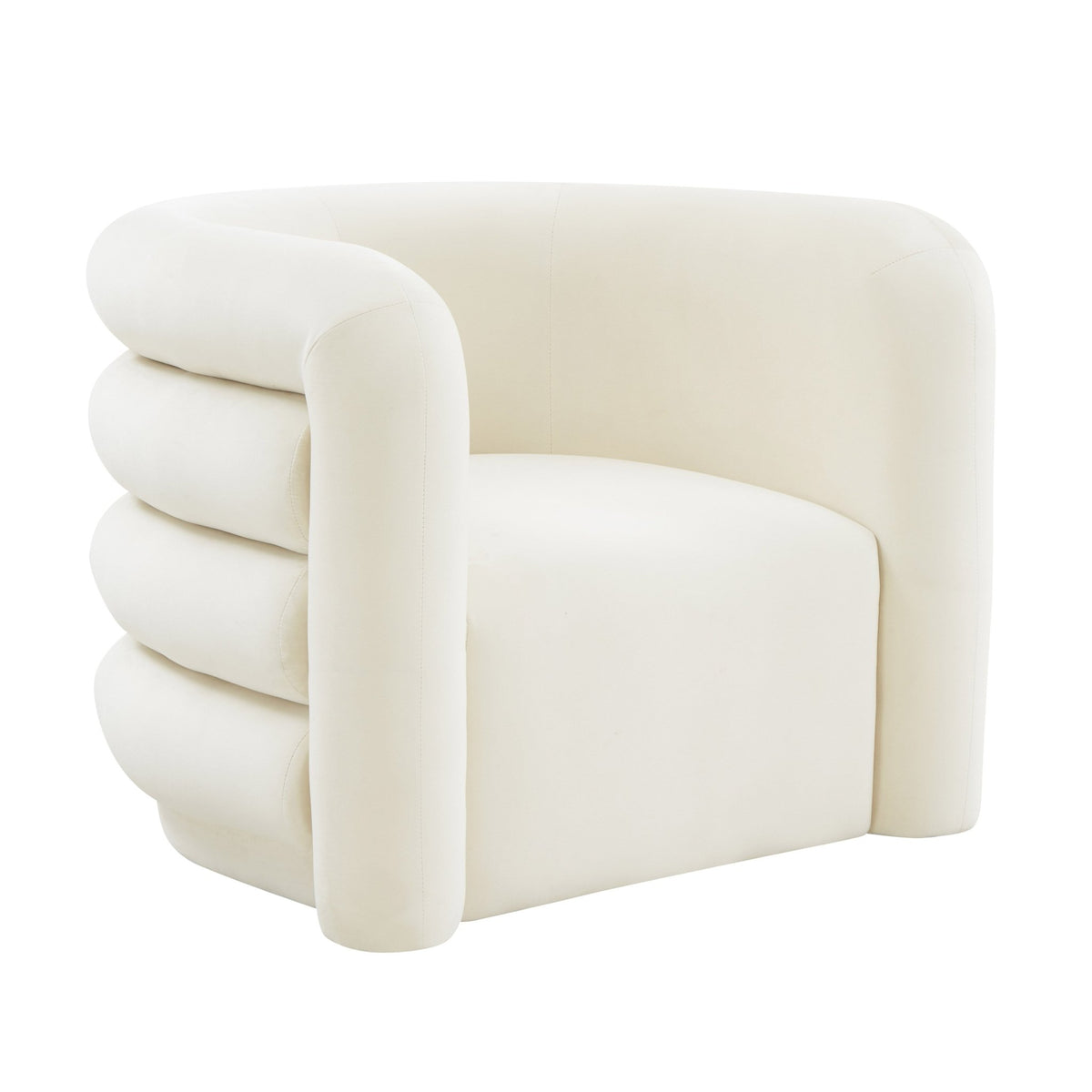 Curves Cream Velvet Lounge Chair Chairs| TOV